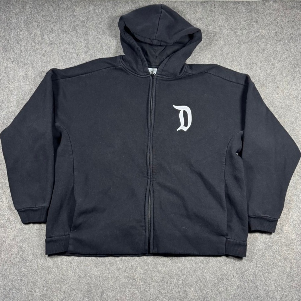 Disney Park Men Hoodie L Black Embroidered Graphic Fleece Disneyland Arch Logo